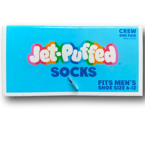 3/$20 Jet-Puffed Marshmallows Funny Novelty Crew Socks - NWT - Picture 2 of 3
